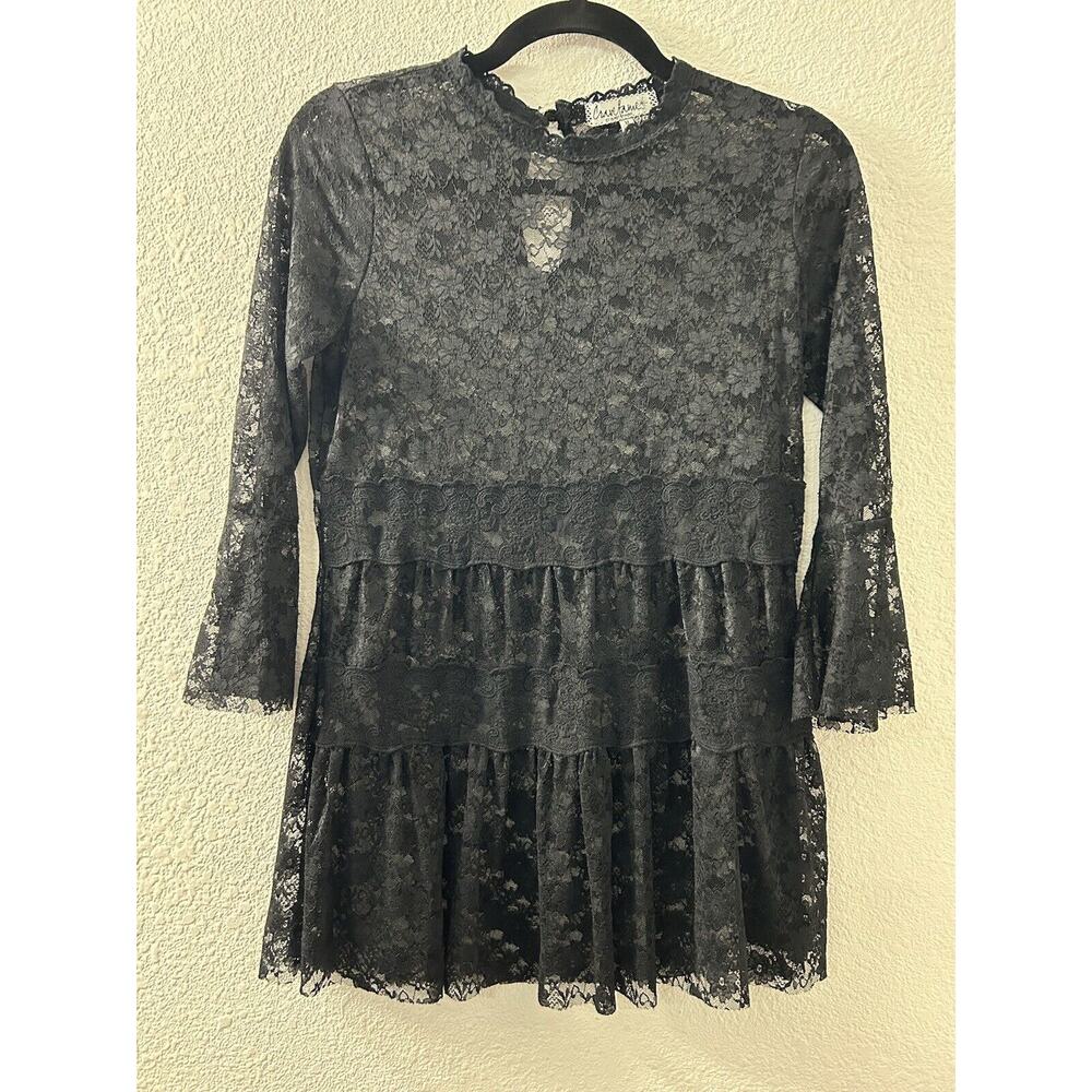 Crave Fame Black Lace Sheer Mini Dress Size M Whimsigoth Witchy Grunge Goth‎